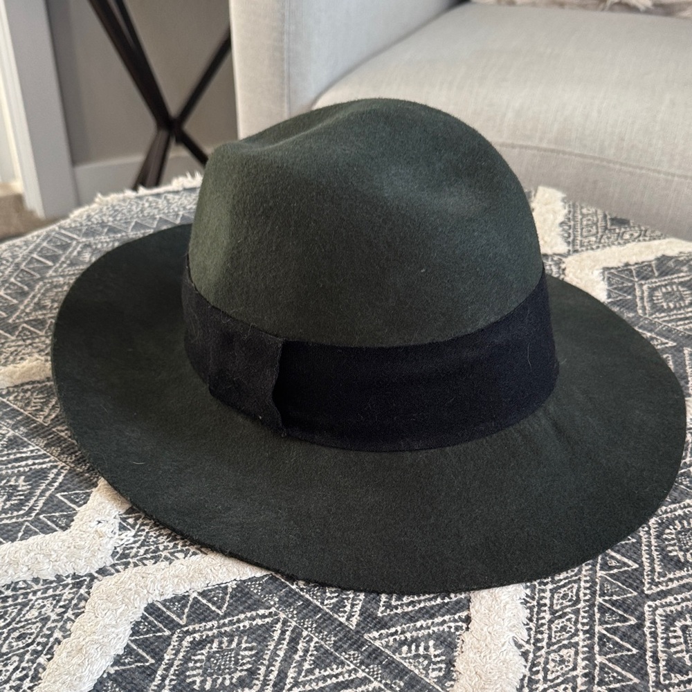 Zara Dark Green Fedora with Black Band